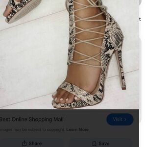Misty Gal Gladiator Rome Lace Up Snakeskin Stilettos with side zipper. Size 7
